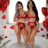 Sexy lace bra and panty set women garters push up lingerie bralette thong panties wire free Bra & Brief Sets G-string underwear